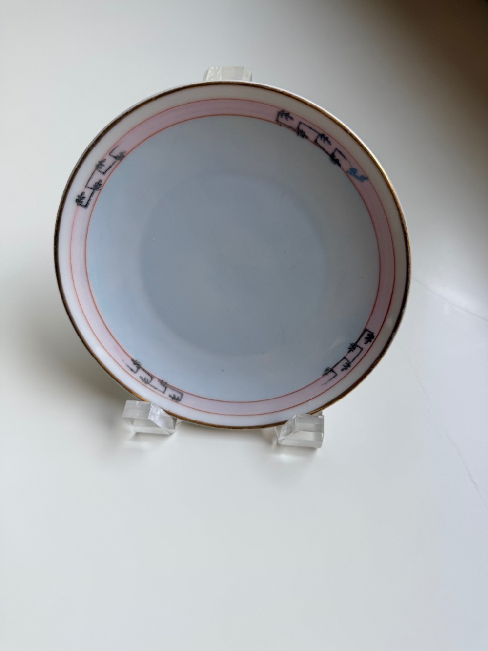 Antique Silesia Hand-Painted Porcelain Plate from Indiana Art Studio
